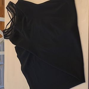 Vintage SJ Collection Black Mesh Strappy Neckline Black Tie Dress